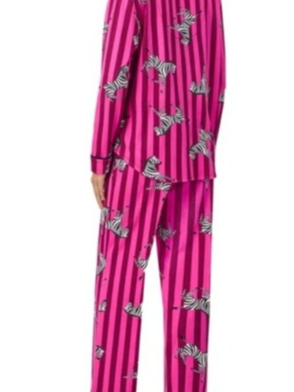 Room Service Women's Pink Striped Zebra Print Pajama Set - Picture 2 of 4